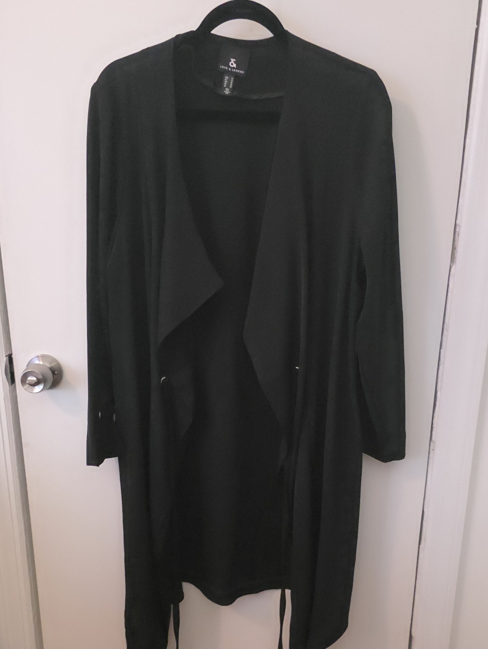 & Other Stories Black Longline Waterfall Cardigan Dress